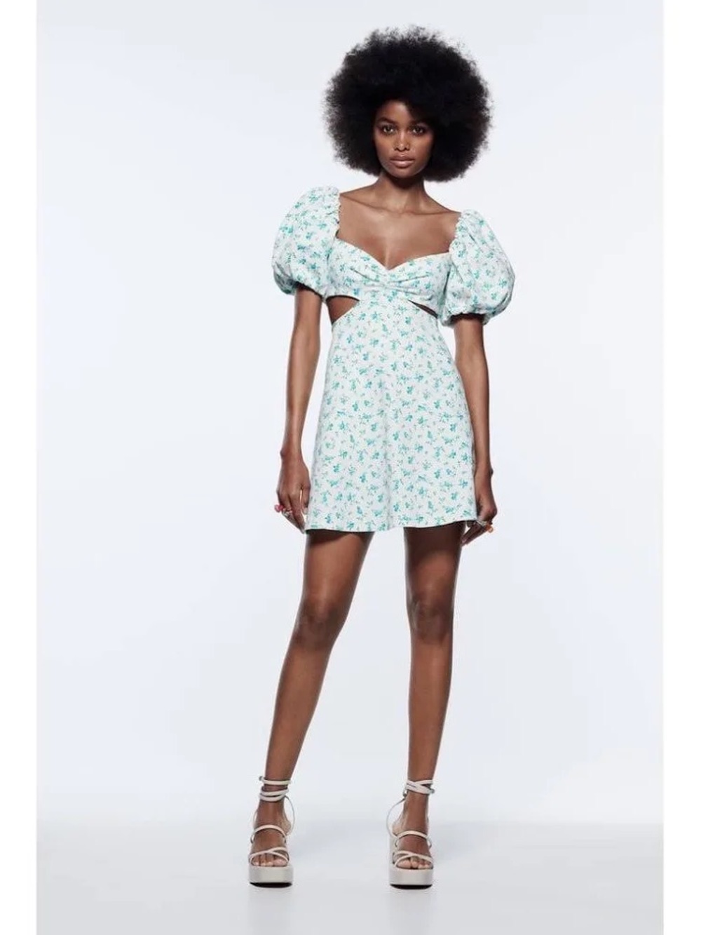 Zara Puff Sleeve Cutout Mini Dress
